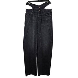 American Eagle Super High-Rise Baggy Straight Cut-Out Denim Jeans Size 6 Regular